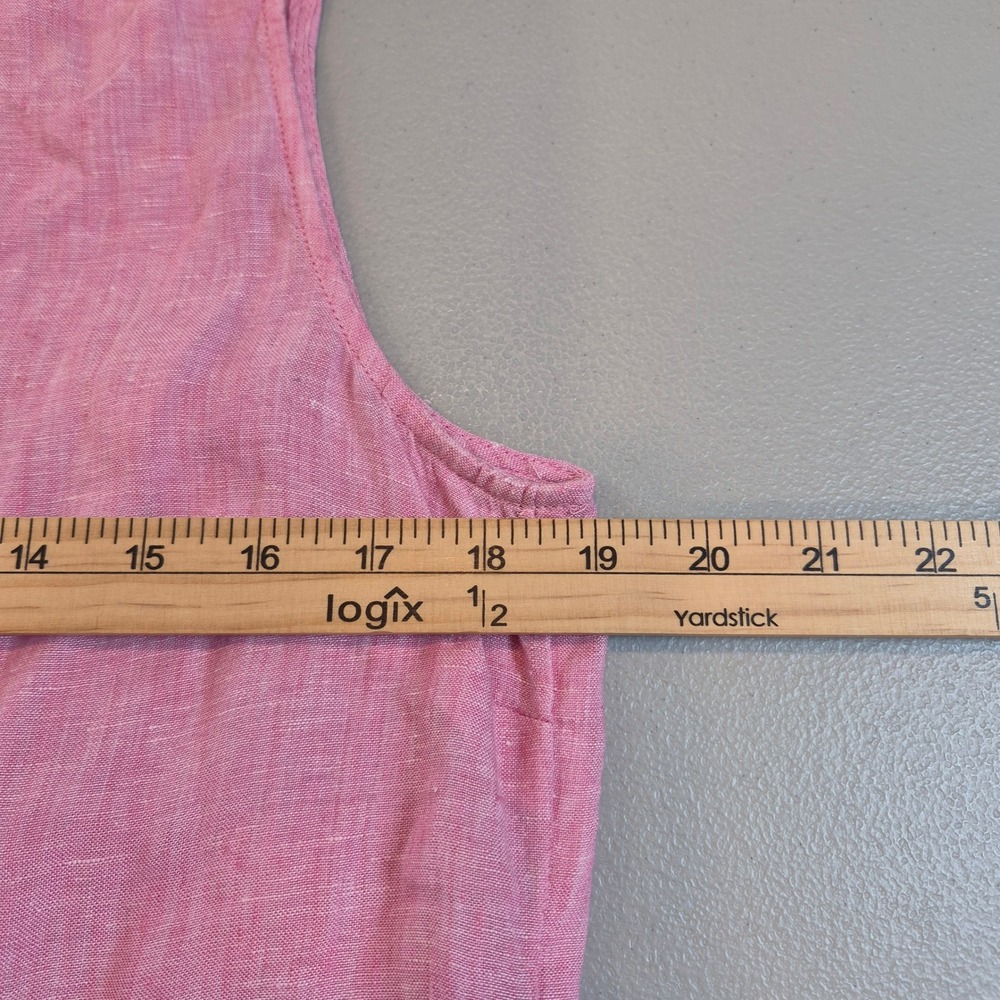 Talbots Pink 100%‎ Linen Sleeveless Button-Front Tie-Hem Top Women's Medium - Picture 8 of 9